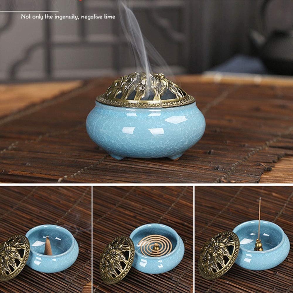 JHJH Ceramic Incense Burner - Chinese Porcelain Censer - Cone