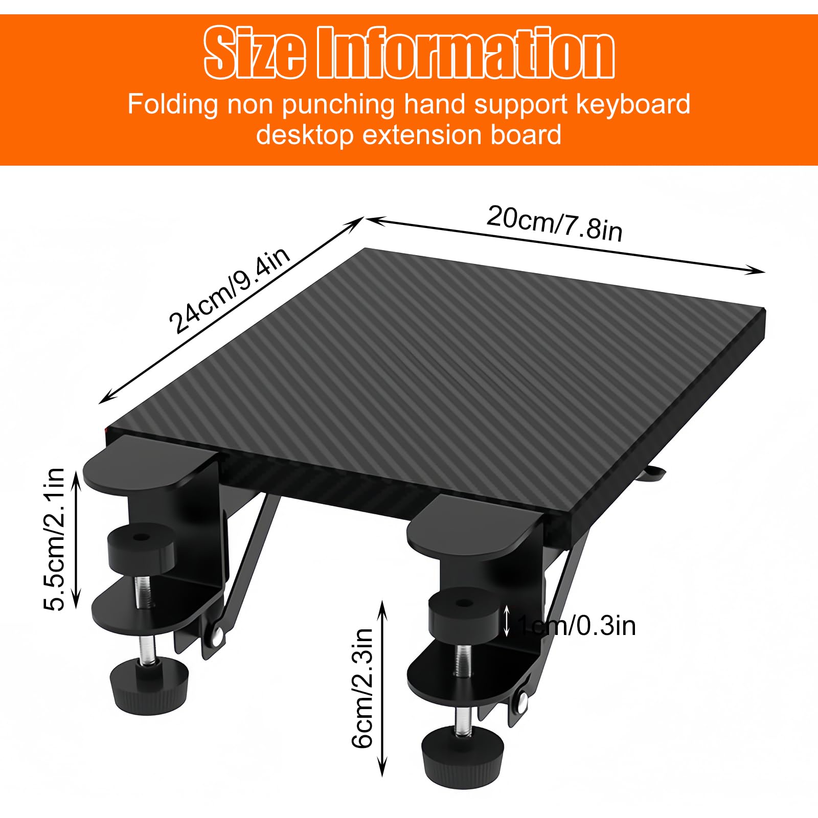 Plateau D'extension De Bureau D'ordinateur 20 X 24 cm, Plateau D'extension Bureau, Support Ergonomique Bureaus, Support De Repose-Poignet Pliable À 90° Pour La Maison, Le Bureaus Et Les Jeux