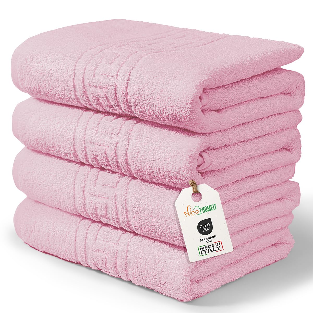 Serviettes de bain ultra douces et absorbantes en pur coton rose