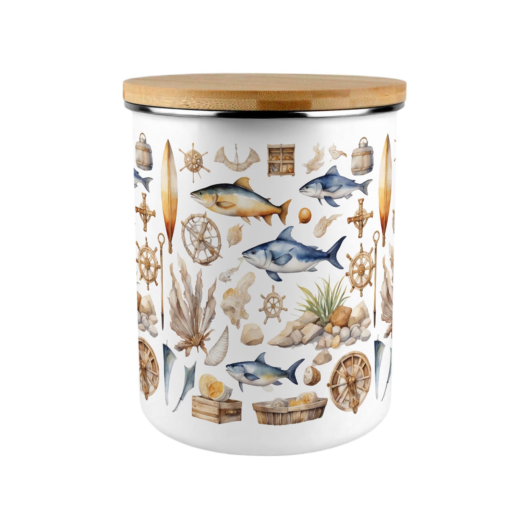 Nautical Storage Tin - 2.7L Extra-Large Home & Kitchen Canister