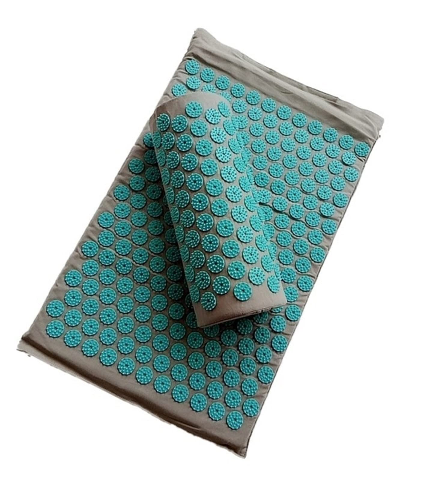 Massagekissen Spike Akupunktur Massage Yoga Matte/Kissenmassagegerät (Appro.67 * 42 cm) Akupressurkissen lindern den Körper Schmerzmatte Massagekissen(Grey x Blue Spike)
