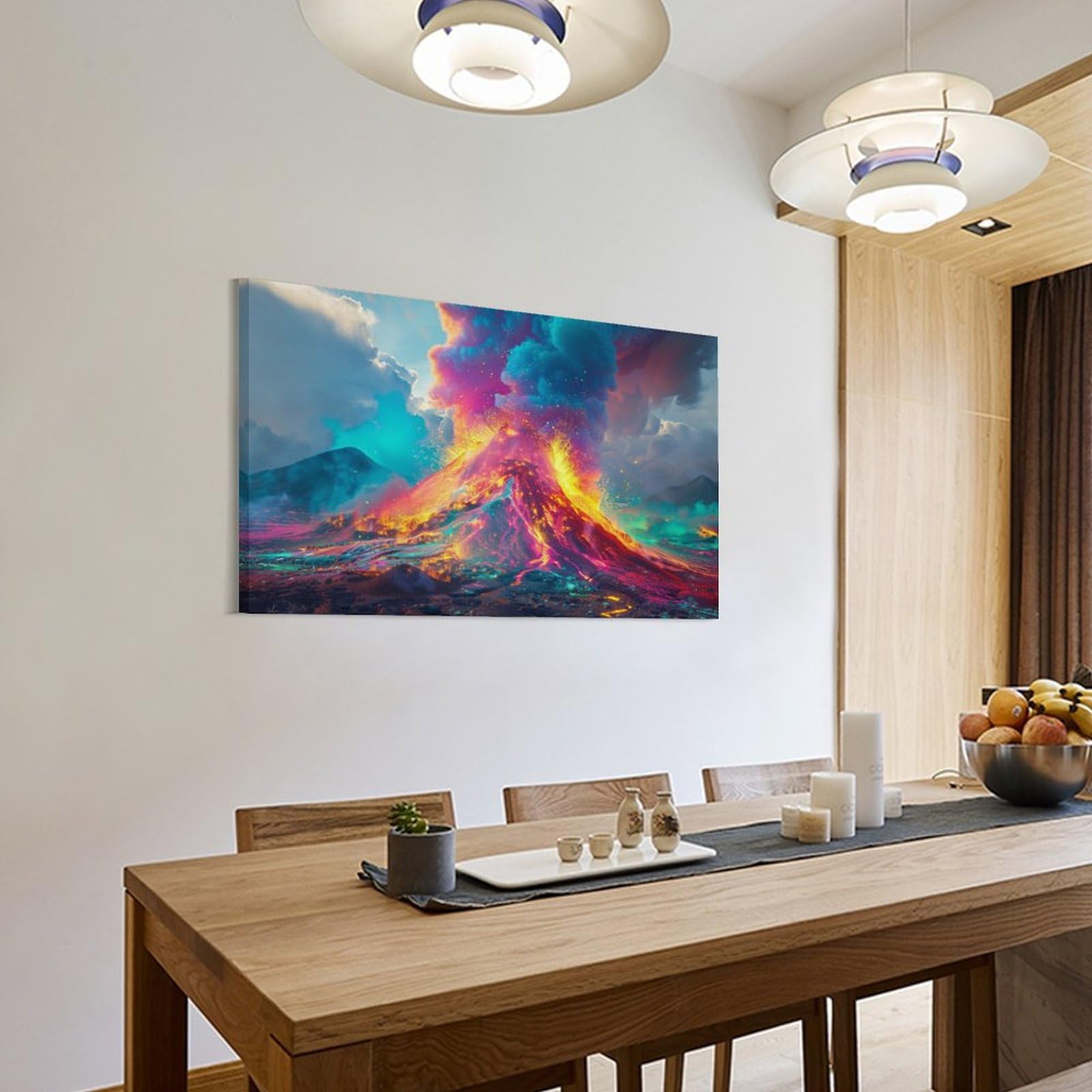 Amazon.co.jp: 絵画 火山噴火インテリア 絵画 壮大な自然の風景