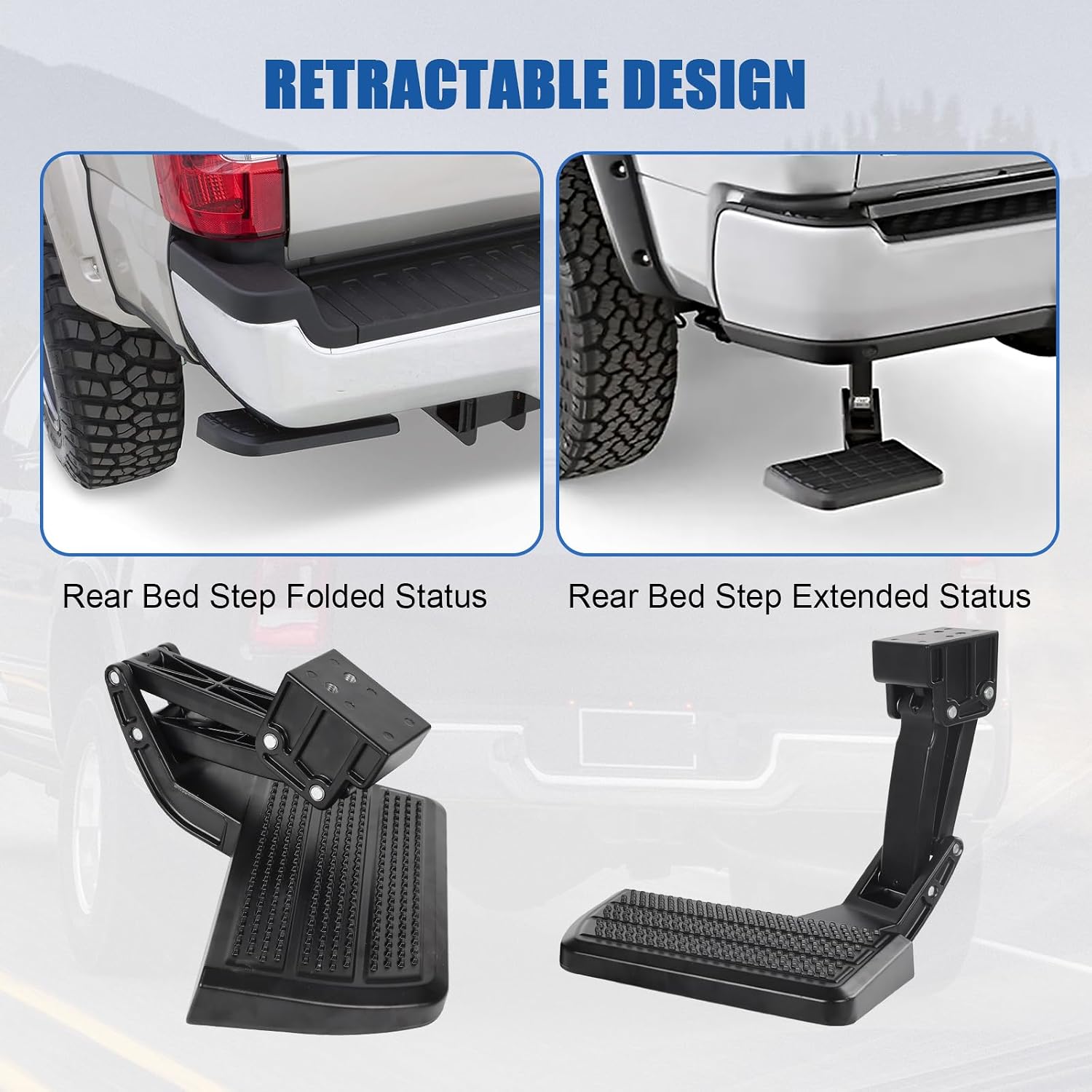 One-Piece Aluminum Rear Bed Step Fit for2009-2018 Dodge Ram 1500 2500 3500