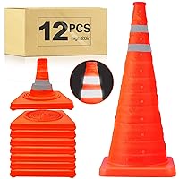 Vista 17 de Paquete de 3 conos de seguridad plegables de tráfico de 18 pulgadas, conos de estacionamiento con collares reflectantes, conos de seguridad naranjas