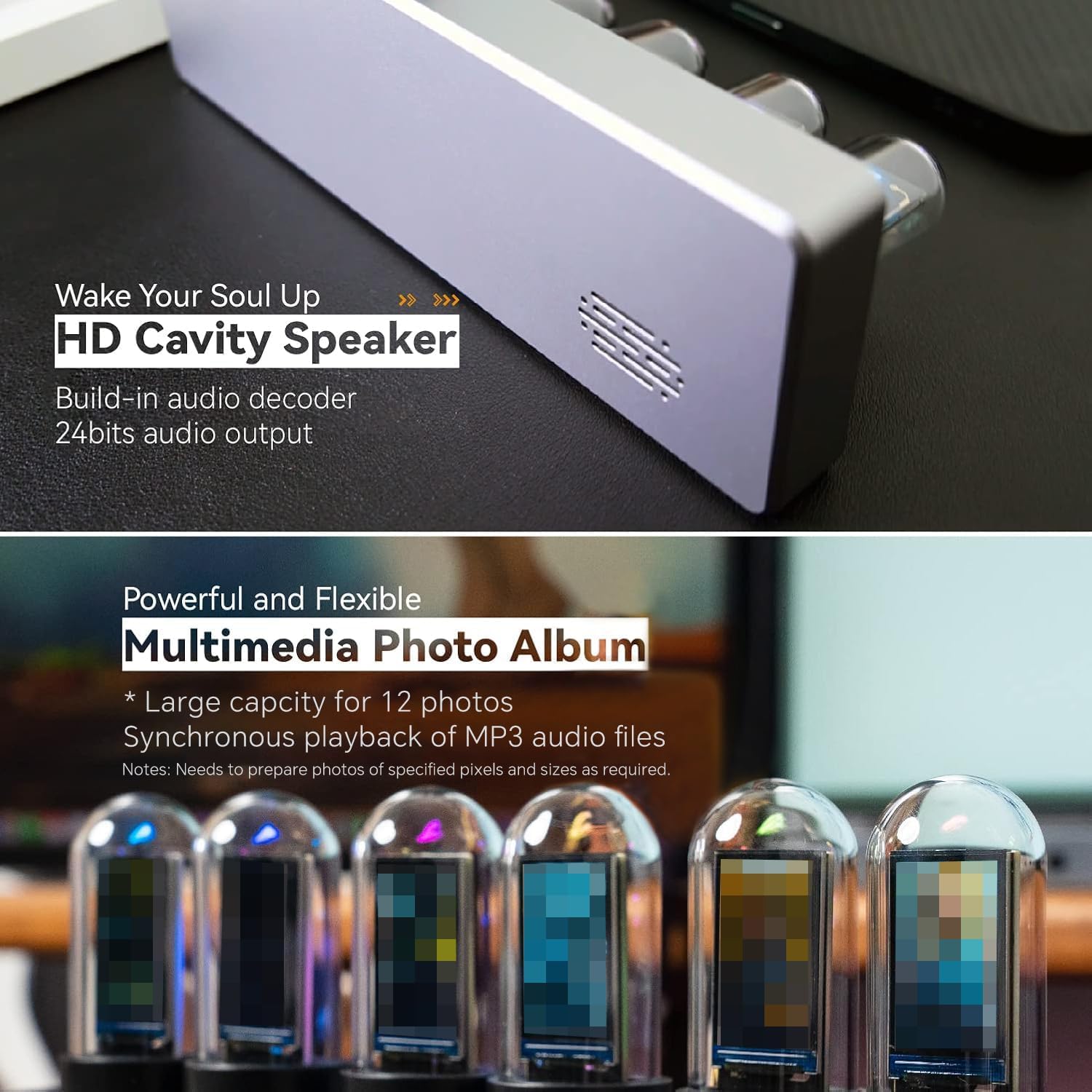 Imitation IPS Nixie Tube Clock,DIY Nixie Clock,Digital Alarm Clock, RGB Creative,LCD Screen,E-Sports Desktop,Reteo Modern Desktop,with Beautiful Gift Box Packaging