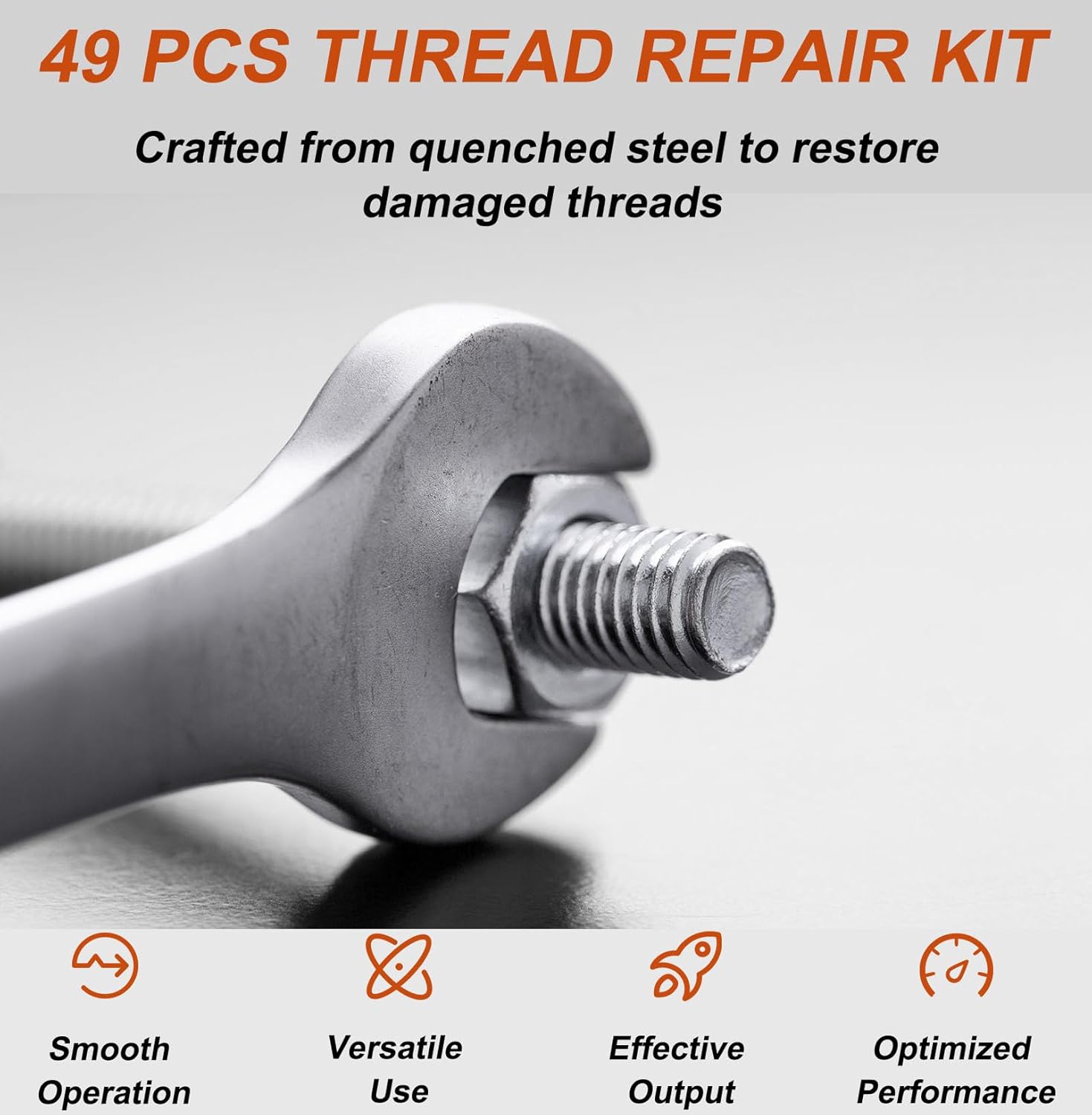 49PCS Thread Chaser and Repair Kit with 22 Taps, 24 Dies, 3 Files for UNC UNF Metric Bolts, Nuts and Screws