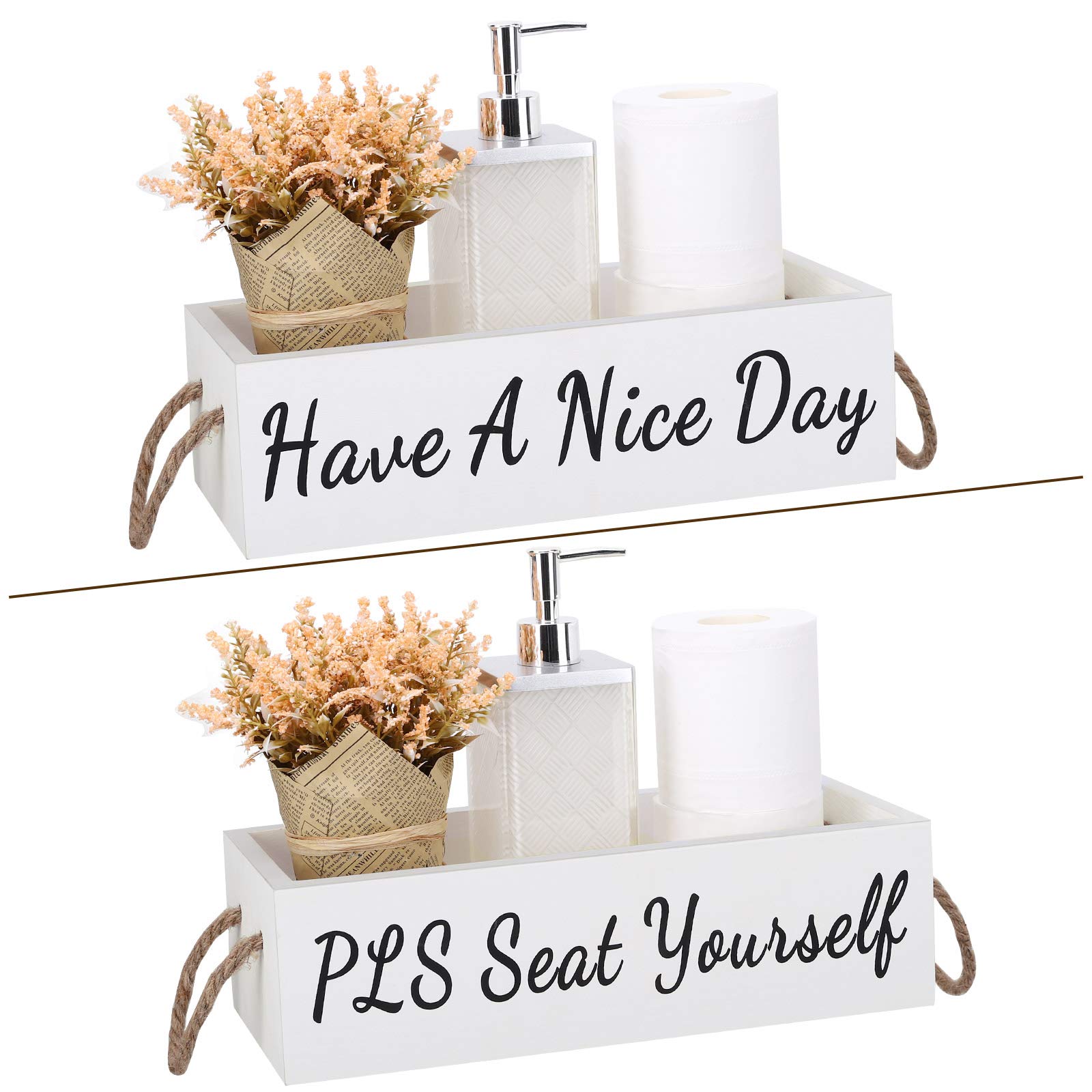 Buy Luxspire Bathroom Decor Box, 1 Pack Farmhouse Wooden Toilet Paper Tissue Holder Storage Tray