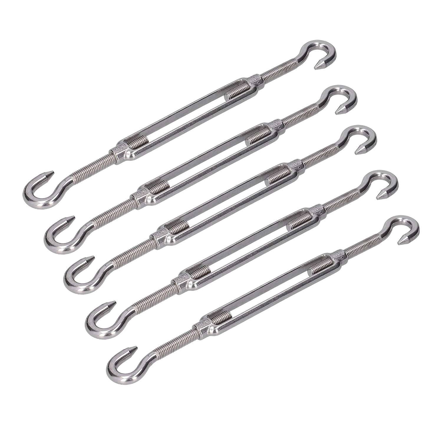 5Pcs Sun Shade Sail Hardware Kit, Hook and Hook Wire Rope Tension, Stainless Steel Shade Sail Hardware for Rectangle Shade Sail for Backyard Yard Deck Patio Gard (M10)