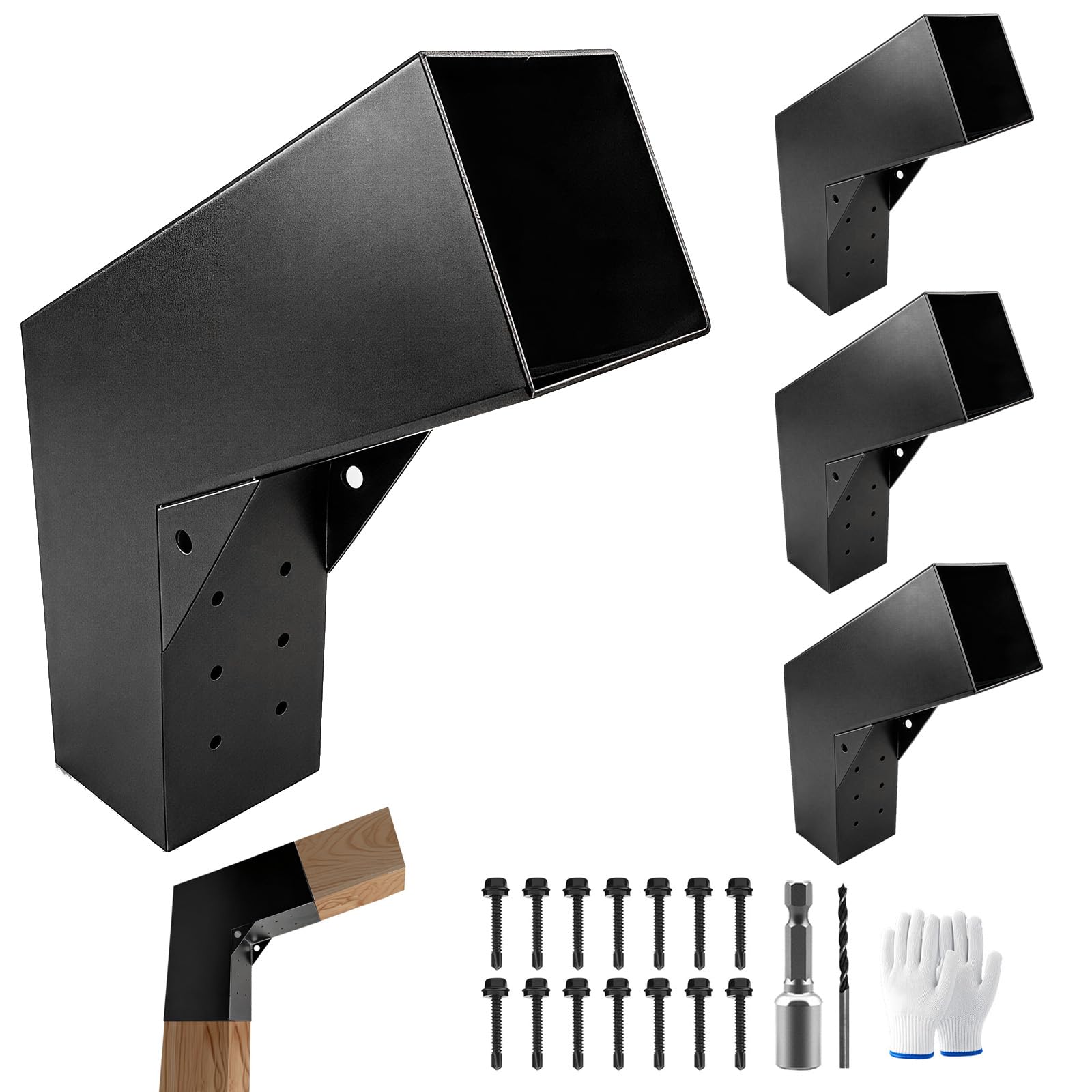 Soporte de pegola de 2 vías de 30 grados, soportes de techo inclinados de calibre 13 para madera de 4 x 4 pulgadas (real: 3.5 x 3.5 pulgadas), soportes de poste inclinados de carpintería para
