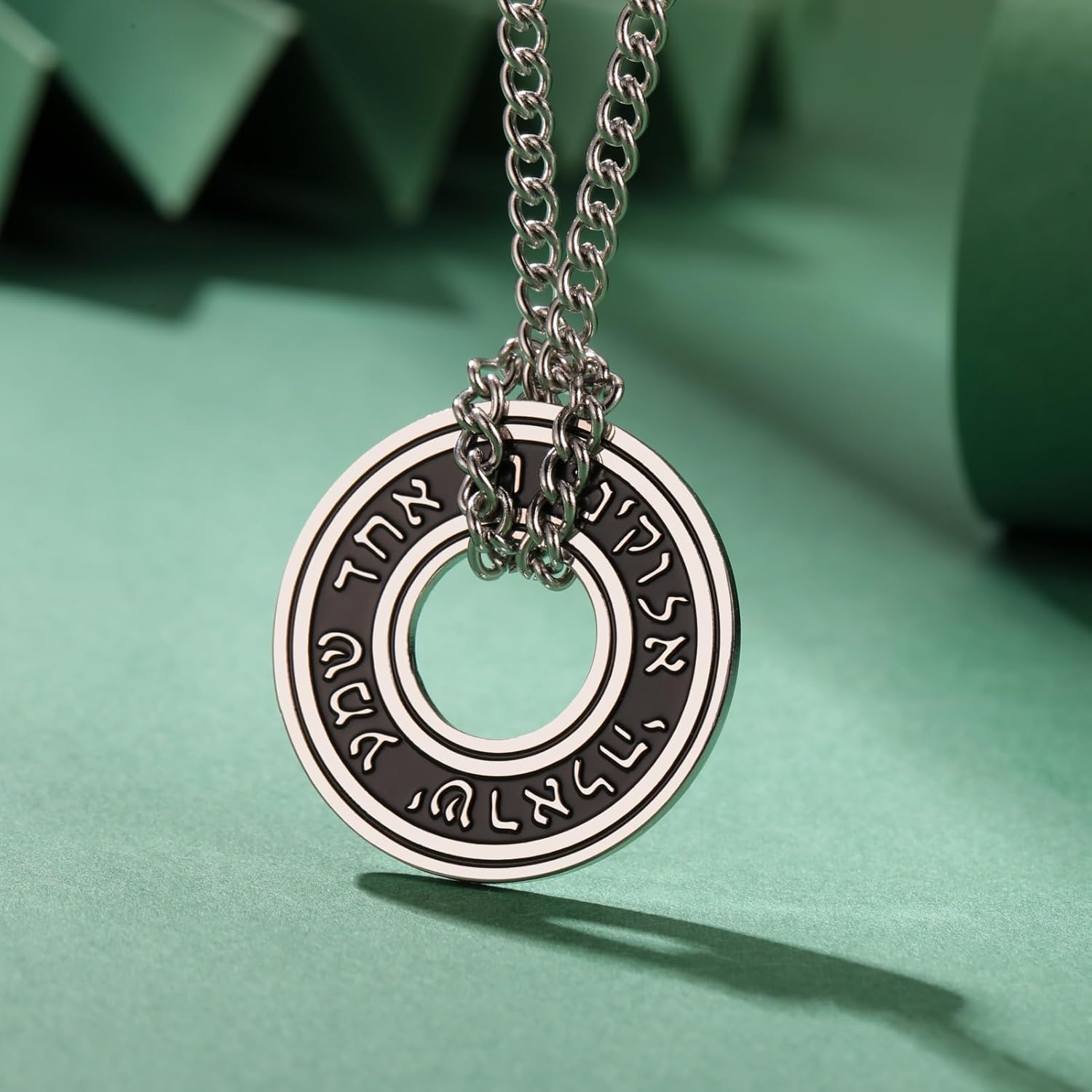 TEAMER Shema Yisrael Necklace Jewish Prayer Hear O Necklace Stainless Steel Hebrew Pendant Religious Vintage Jewelry for Men Women - Image 5