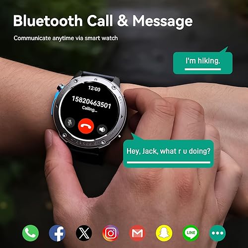 Miniatura 7 de Reloj inteligente militar para hombre con GPS 6, brújula de posicionamiento satelital de 164 pies, resistente al agua, para natación, batería de 500