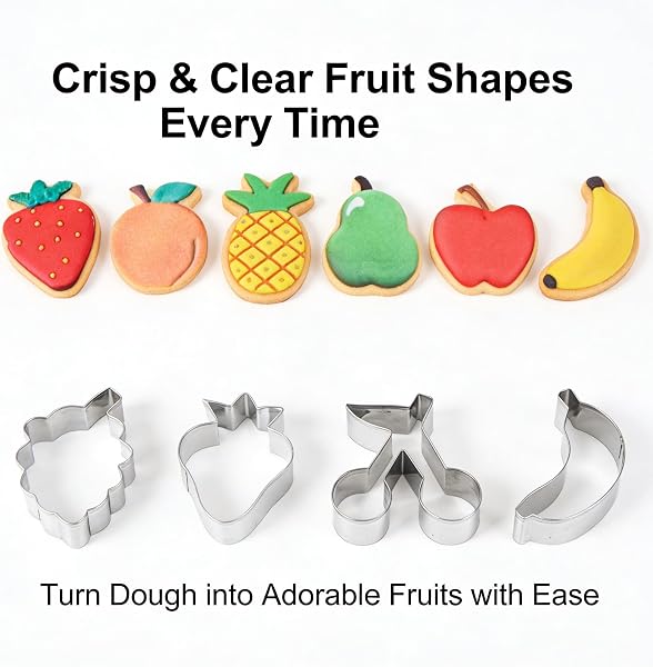 Ensemble de 12 Emporte Pièces Fruits en Acier Inoxydable, Moules à Biscuits Multifonctions pour Fondant, Pâtisserie et Sandwiches, Formes Créatives, Idéal pour Enfants et Cuisine en Famille - 5