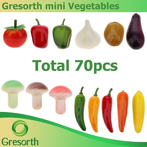 Miniatura 6 de 70 piezas de mini verduras artificiales de ajo, maíz, pimienta, calabaza, zanahoria, papa, berenjena..