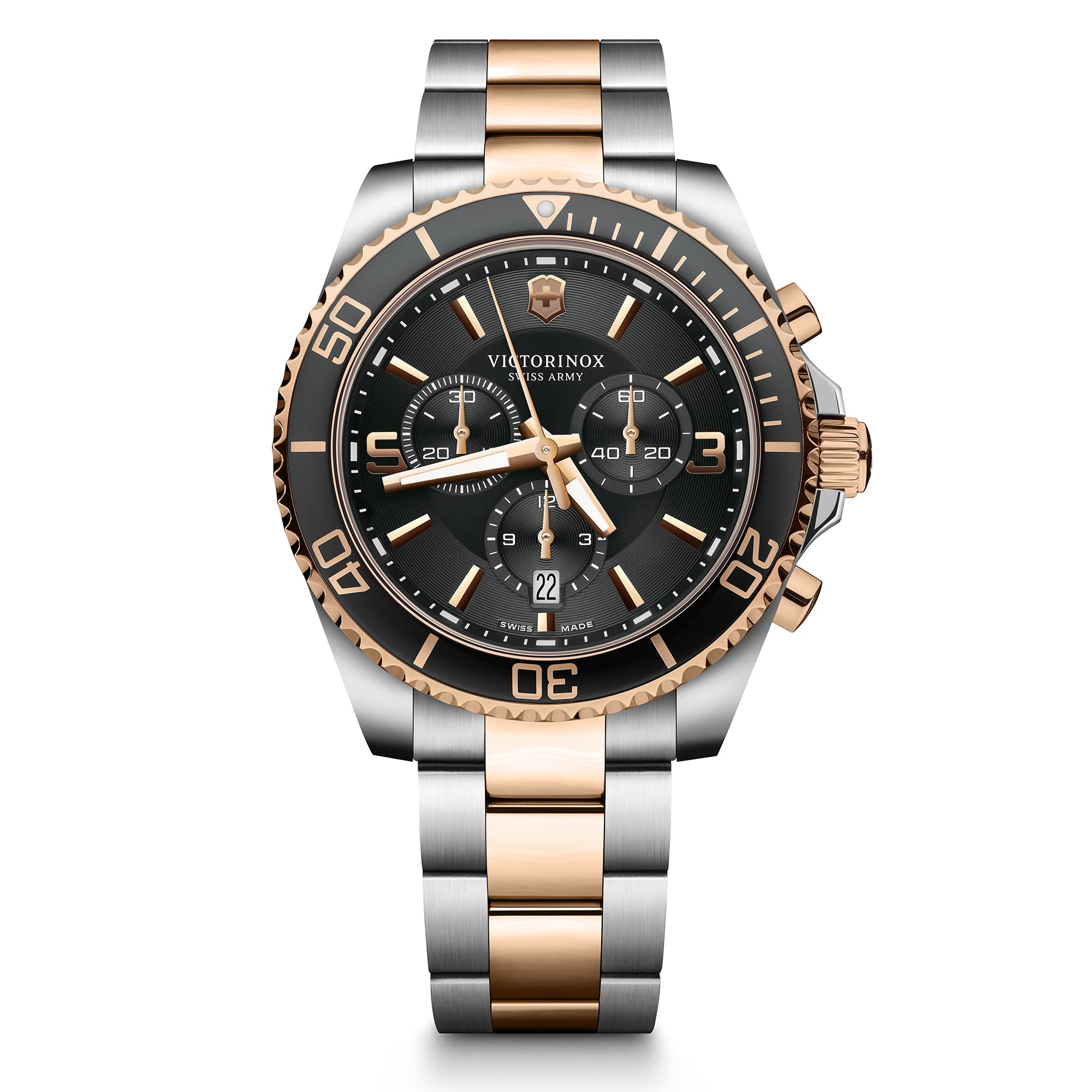 Victorinox Swiss Made Maverick, Chronograph, 43mm, Black Dial, Stainless Steel Bicolour Mens Watch (241952) (B09MK1FRM5) Amazon Price History, Amazon Price Tracker