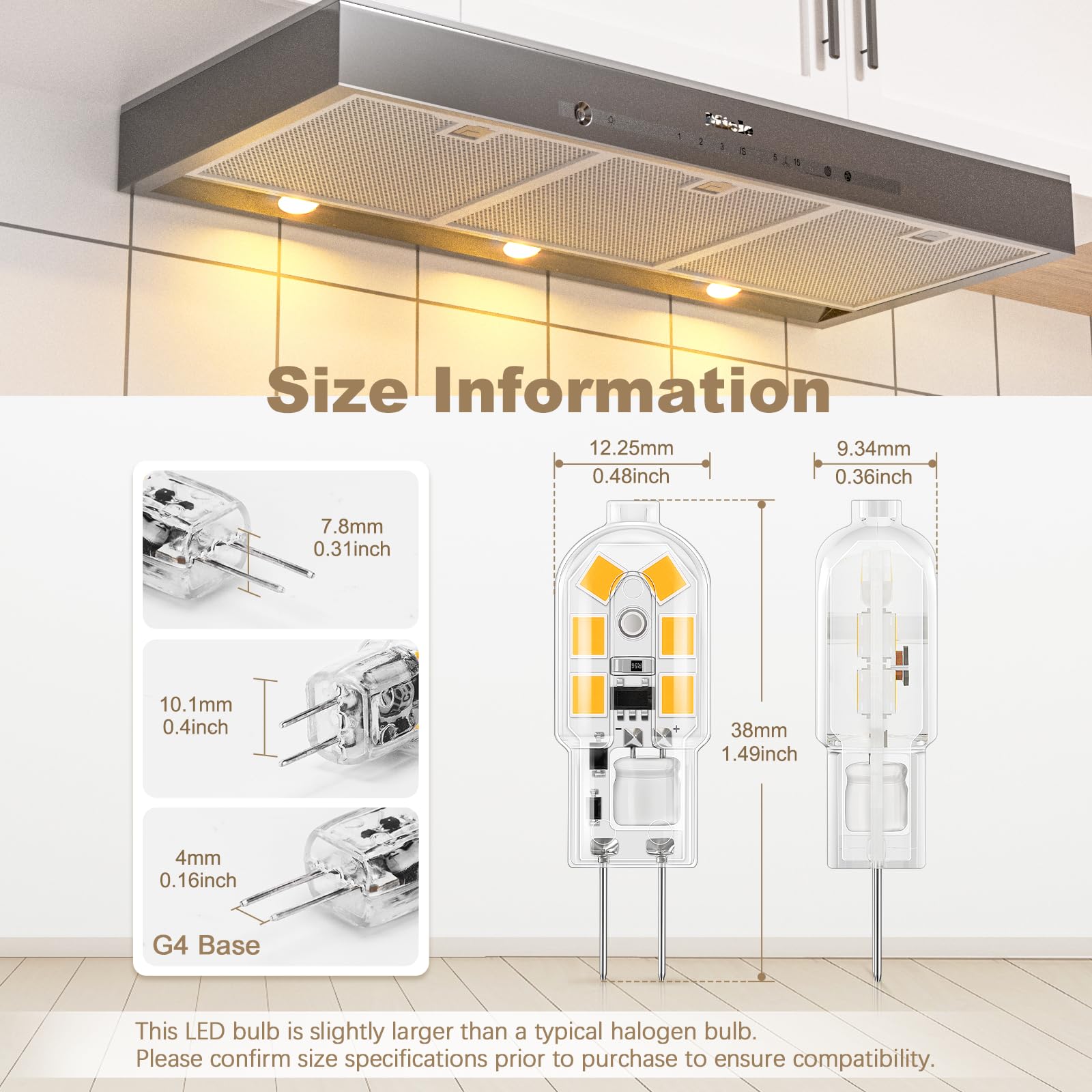 DiCUNO Lampadina LED G4, Bianco caldo 3000K, 1.5W sostituisce 15-20W alogena, Non dimmerabile, AC/DC 12V,160LM, Piccola lampadina, Senza sfarfallio, 10 pezzi