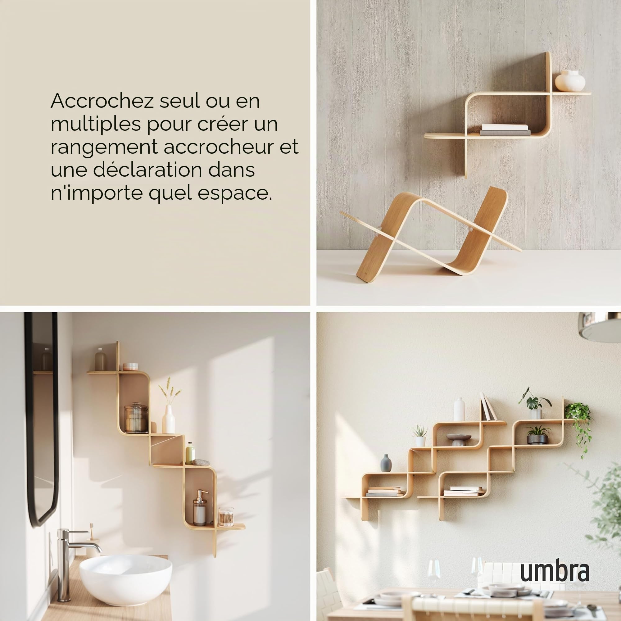 Umbra Montage Étagère Murale, Naturel