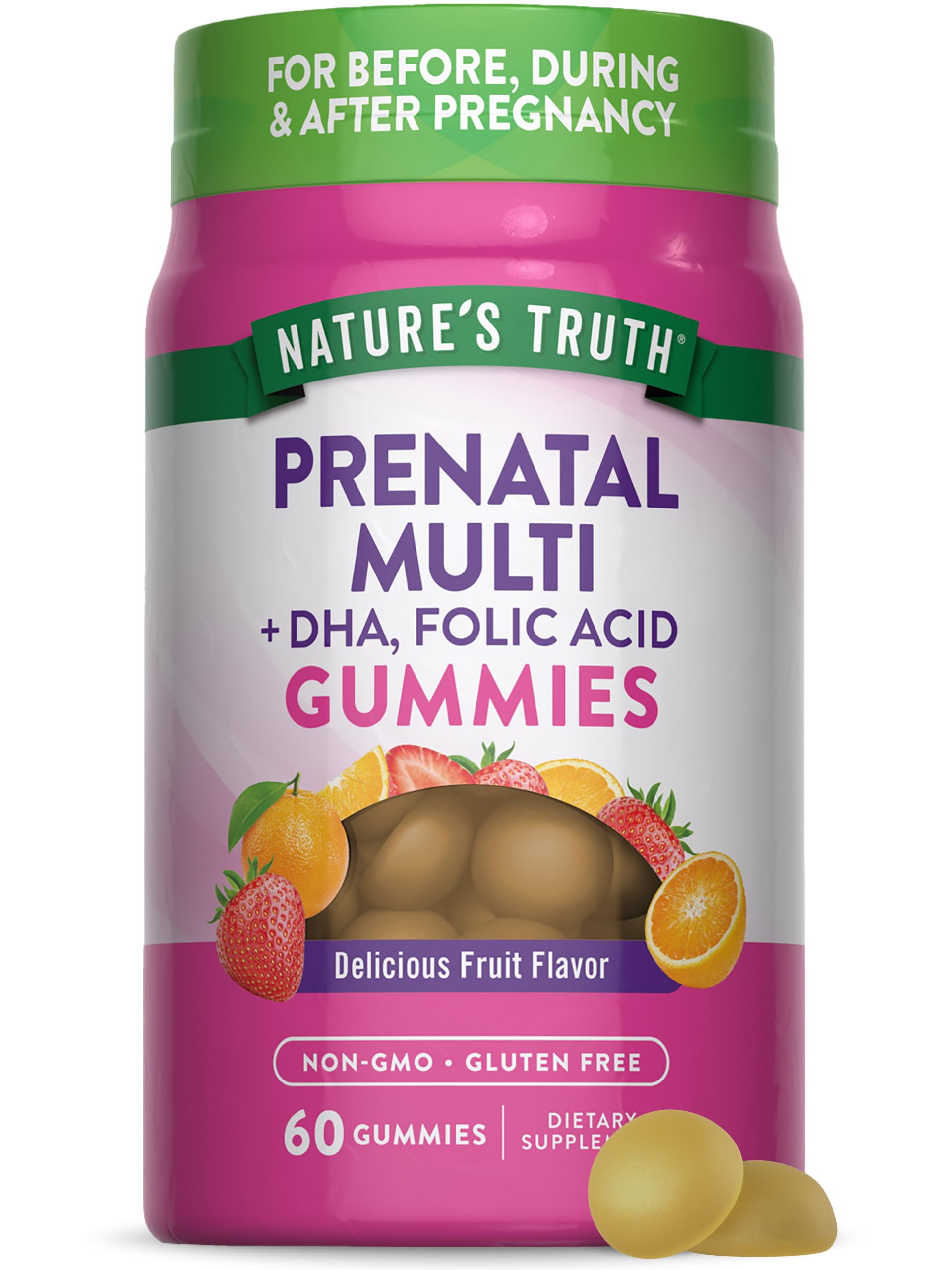 Nature's TruthPrenatal Multivitamin Gummies | with DHA & Folic Acid | 60 Count | Fruit Flavor | Non-GMO & Gluten Free Supplement
