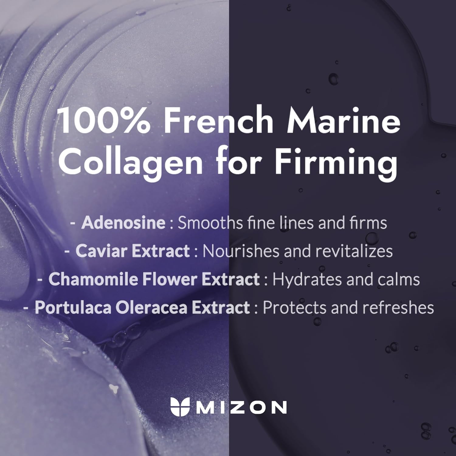 MIZON Marine Collagen Eye Gel Patch with Hydrolyzed Collagen, Caviar, and Chamomile for Firming, Nourishment, and Wrinkle Care- Korean Eye Mask– 60pcs –