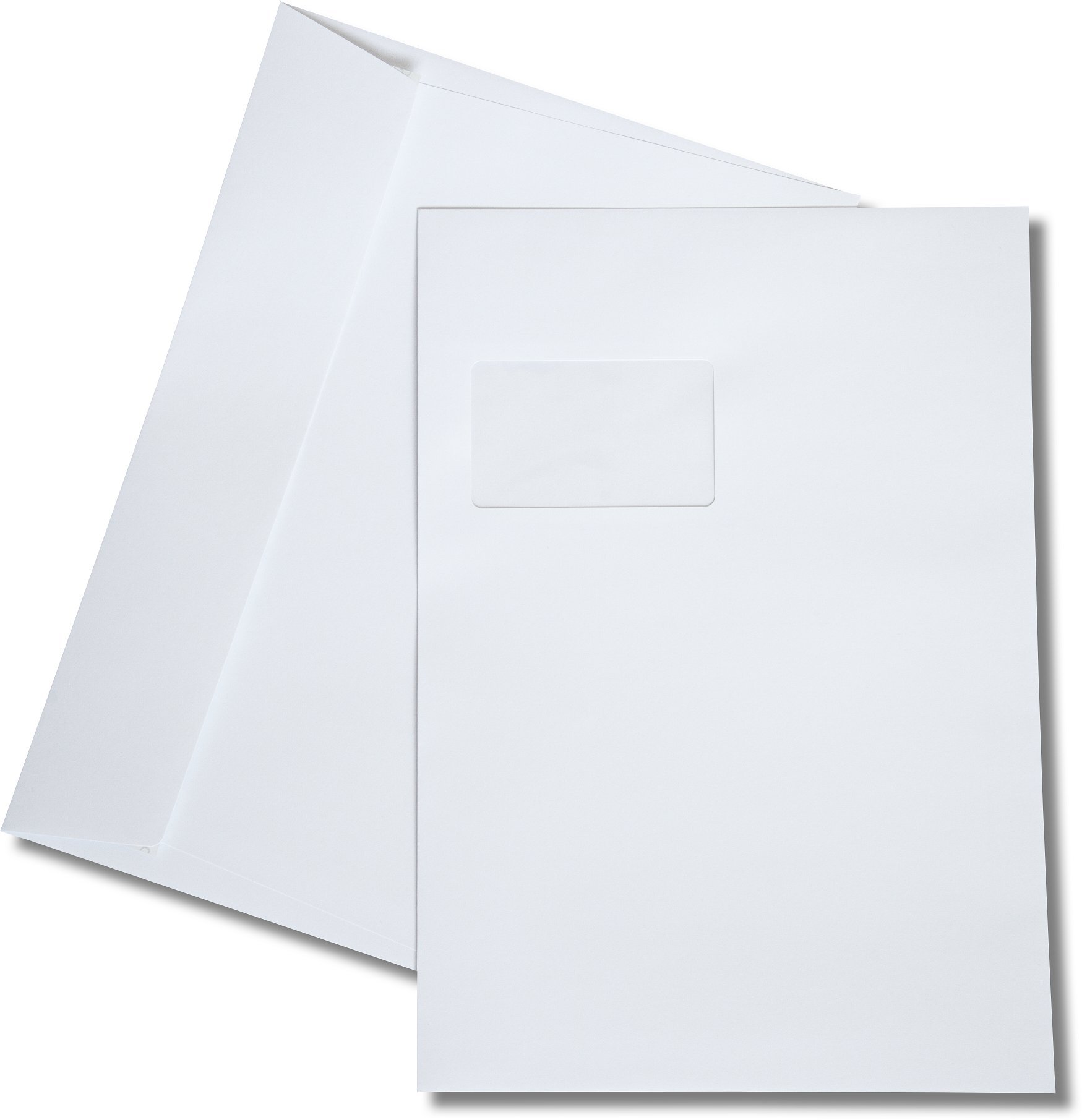 42799 Fenster-Briefumschläge/hoch - weiß /120 g/qm / 229 x 324 mm (C 4) / mit Abziehstreifen/haftklebend / 200 Stück