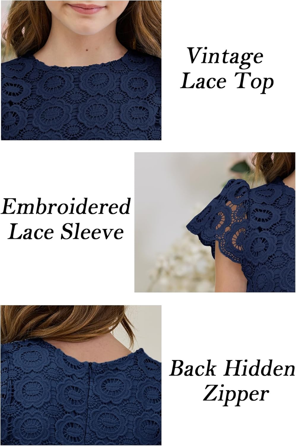 HOSIKA Girls Vintage Chiffon Ruffle Sleeve A-Line Wedding Party Maxi Junior Bridesmaid Dress for Kids 6-12 Years - Image 6