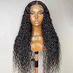 GIANNAY Curly Lace Front Wigs Black Deep Wave Glueless Lace Front Wig for Black Women Synthetic Heat Resistant Fiber Hair Wigs 24-26 Inch