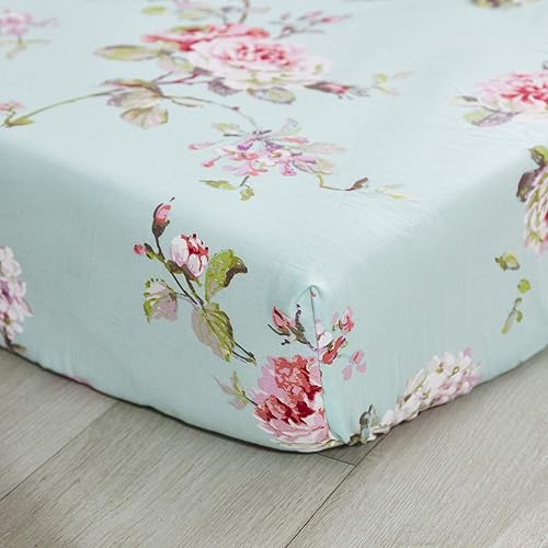 Miniatura 6 de Brandream Juego de ropa de cama de cuna francesa para niñas, juego de guardería floral de 3 piezas, edredón de bebé con volantes, sábana de cuna,