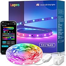 Lepro S1 AI LED Strip Lights for Bedroom - 16.4ft Smart RGB Light Strips with IC and Rainbow Chasing Effects, Color Segment DIY, Personalized Al Lighting Designer, No Remote, 2.4G Wi-Fi &amp; Bluetooth