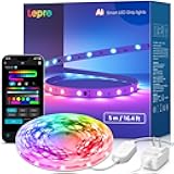S1 AI LED Strip Lights for Bedroom - 16.4ft Smart RGB Light Strips with IC and Rainbow Chasing Effects, Color Segment DIY, Personalized Al Lighting Designer, No Remote, 2.4G Wi-Fi & Bluetooth