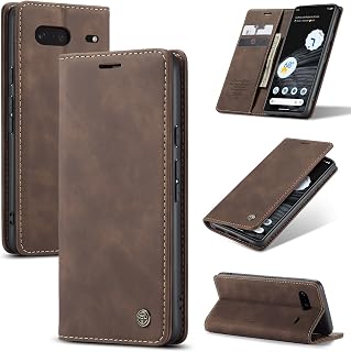 Case For Google Pixel 7 Case, Premium Leather Flip Case Cover, Foldable Design, Stand Function, Case with Card Slot and Magnetic Phone Cases For Google Pixel 7, Coffee