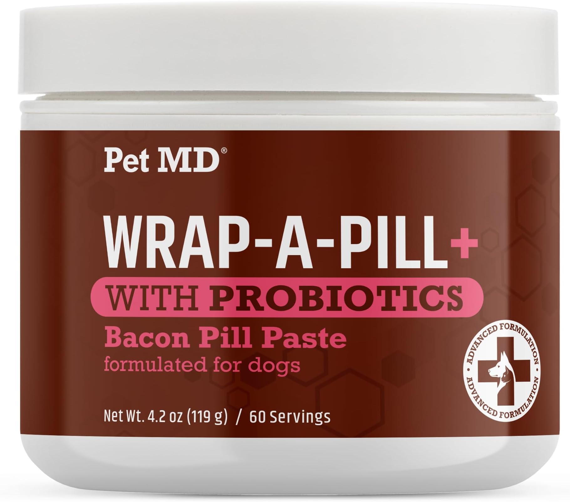 Pet MD Wrap-A-Pill with Dog Probiotics - Pill Wrap for Dogs Medicine - Easy-to-Use Paste to Hide Capsules, Create Pockets and Pill Treats for Dogs - Bacon (4.2oz)