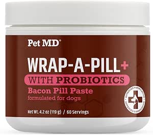 Pet MD Wrap‑A‑Pill with Probiotics – Bacon Dog Pill Wrap – 4.2 oz