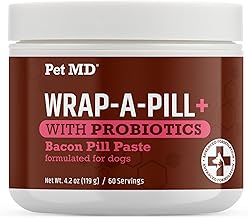 Pet MD Wrap-A-Pill with Dog Probiotics - Pill Wrap for Dogs Medicine - Easy-to-Use Paste to Hide Capsules, Create Pockets and Treats for Dogs - Bacon (4.2oz)