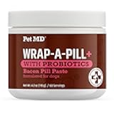 Pet MD Wrap-A-Pill with Dog Probiotics - Pill Wrap for Dogs Medicine - Easy-to-Use Paste to Hide Capsules, Create Pockets and Treats for Dogs - Bacon (4.2oz)