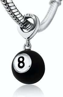 Billiard Pool Tables Magic 8 Ball Fortune Teller 925 Sterling Silver Pendant Charm Bead For Pandora & Similar Charm Bracelets or Necklaces