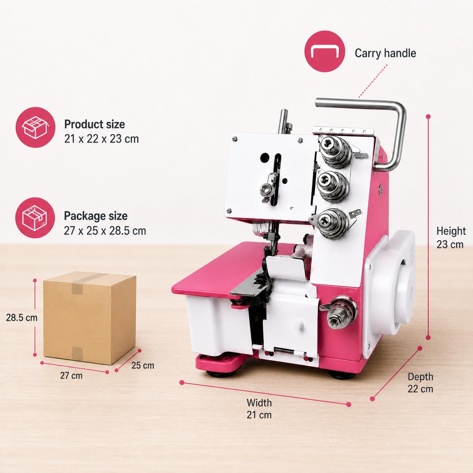Máquina de coser Overlock Serger for bricolaje doméstico, 4 hilos
