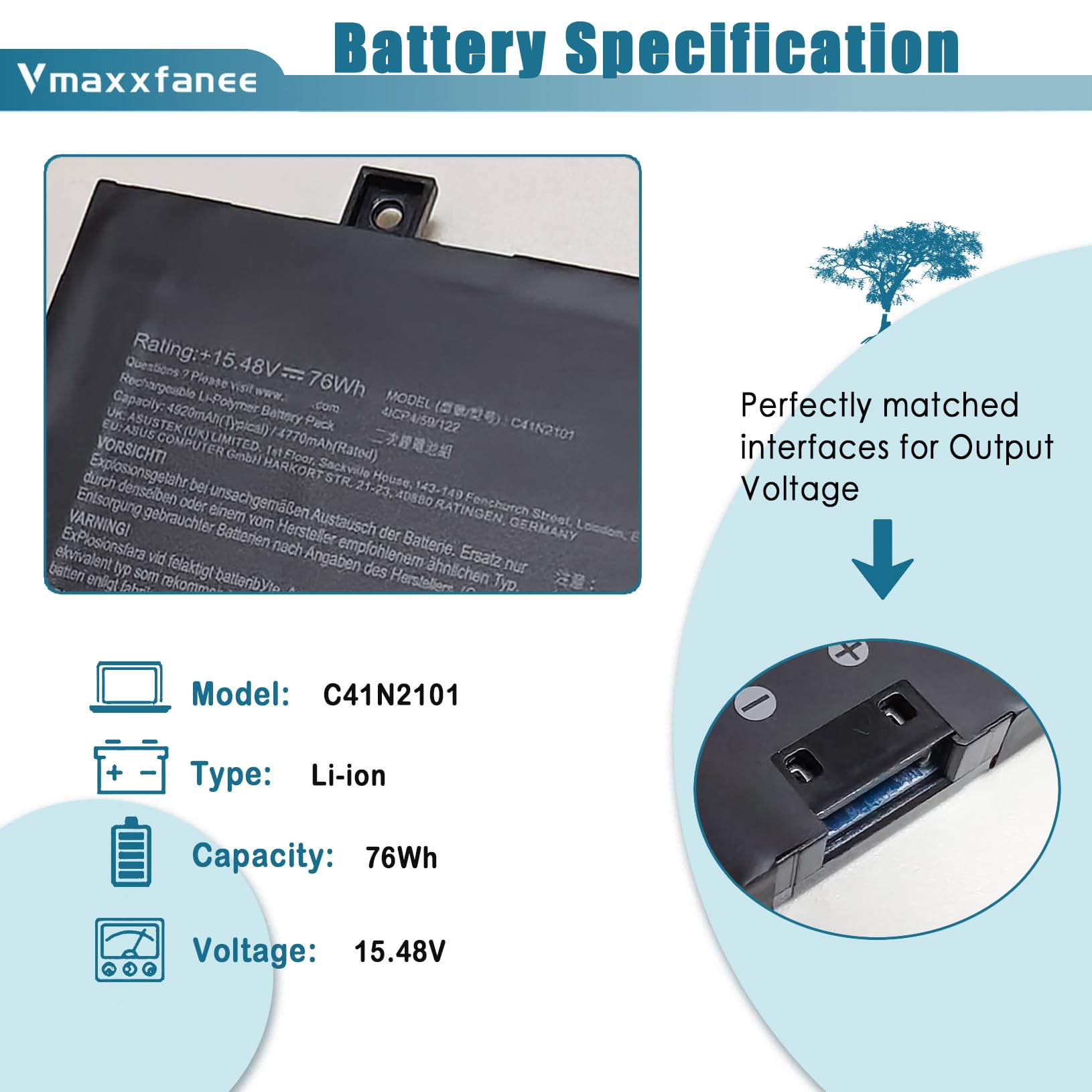 Amazon.com: Vmaxxfanee C41N2101 Laptop Battery Replacement for
