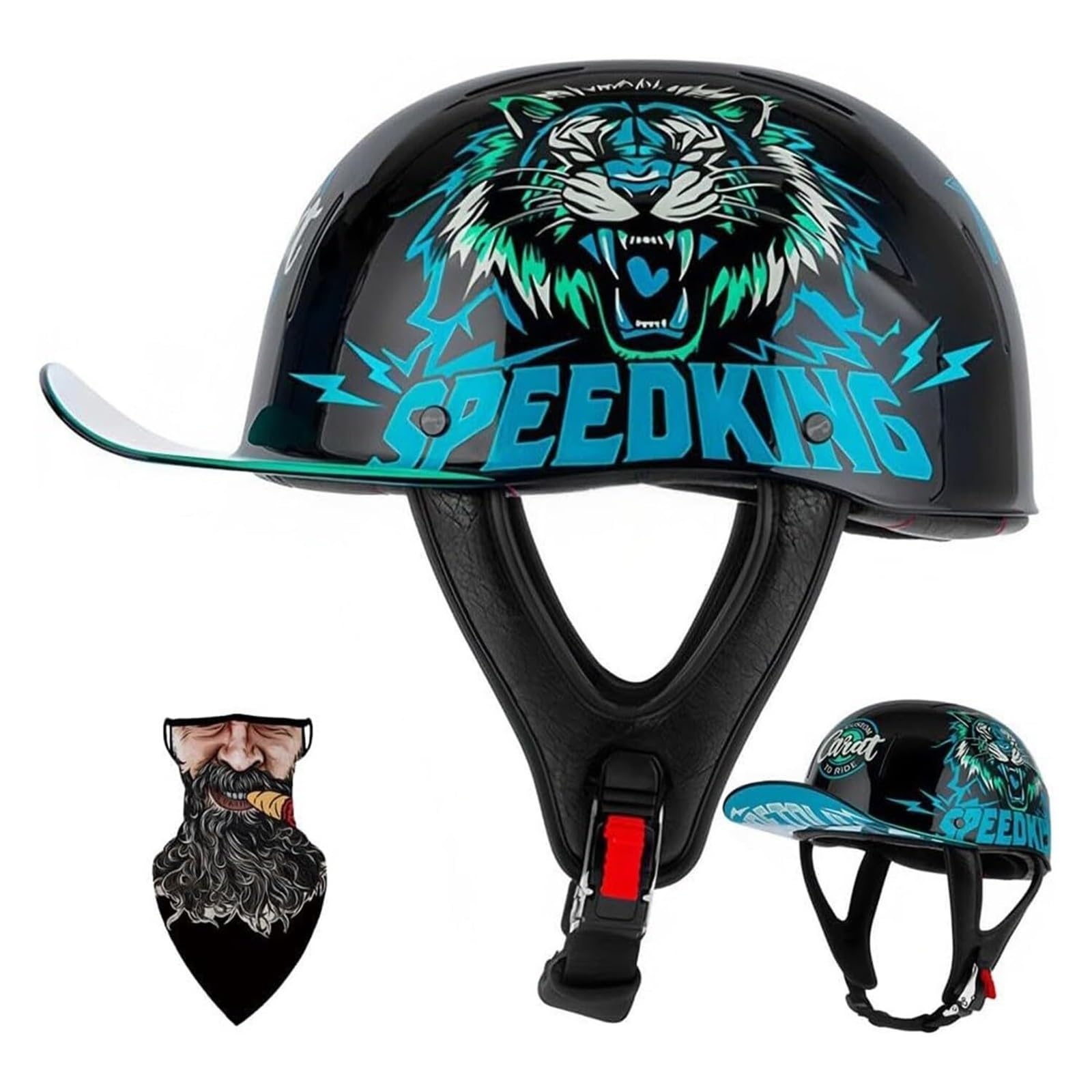 Casco jet homologado ECE 22.06 calota ABS Rebel retro 7