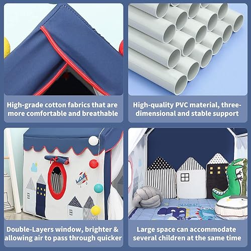 Miniatura 7 de Carpa de juego en forma de castillo de princesa con serie de luces de estrellas de 9.9 pies para niñas, casa de juegos de hadas, castillo, tienda de