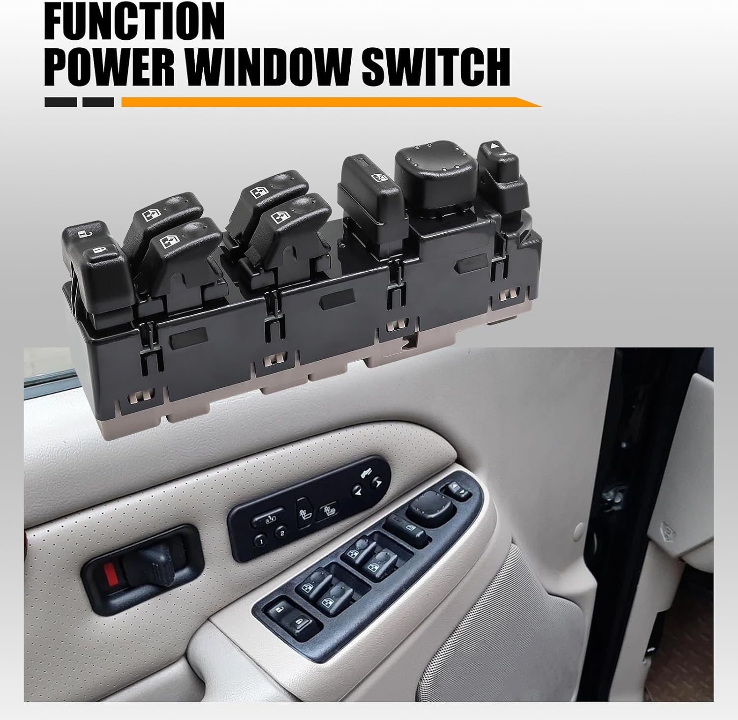 15883323 Front Driver Side Master Power Window Switch Assembly Compatible with 2003-2007 Chevy GMC Cadillac Silverado Sierra Tahoe Yukon Escalade, Replace DWS-220 901-075