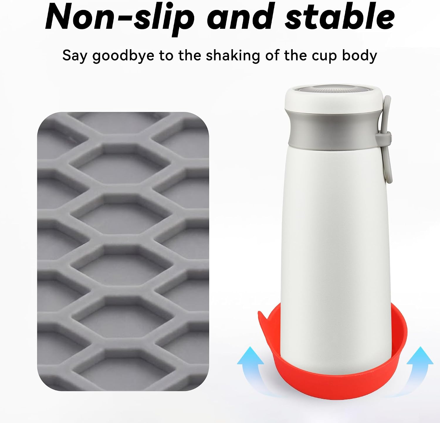 4 PCS Silicone Car Cup Coasters with Raised Edge 3.15 Inch Red image 3