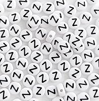 Vista 32 de 100 cuentas de letras blancas redondas de acrílico del alfabeto, cuentas de la letra L, para hacer joyas, pulseras, collares, llaveros, bricolaje