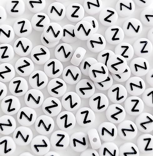 Miniatura 32 de 100 cuentas de letras blancas redondas de acrílico del alfabeto, cuentas de la letra L, para hacer joyas, pulseras, collares, llaveros, bricolaje