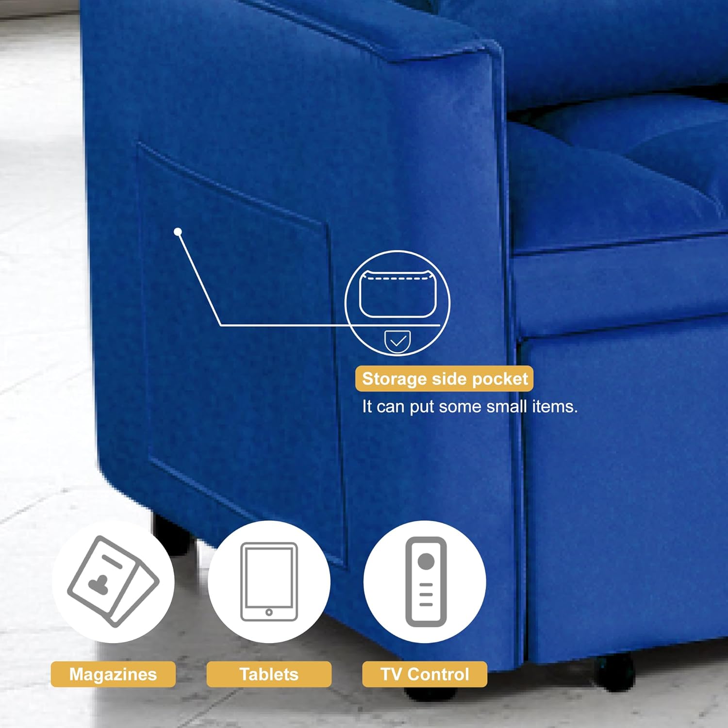 FONTOI 3 in 1 Sleeper Sofa Bed, Futon Sofa Bed for Living Room with Side Pocket, Blue Sleepers Sofas Couch with Pullout Beds, Convertible Love Seat Sleepers couch for Living Room, Bedroom, Small Space