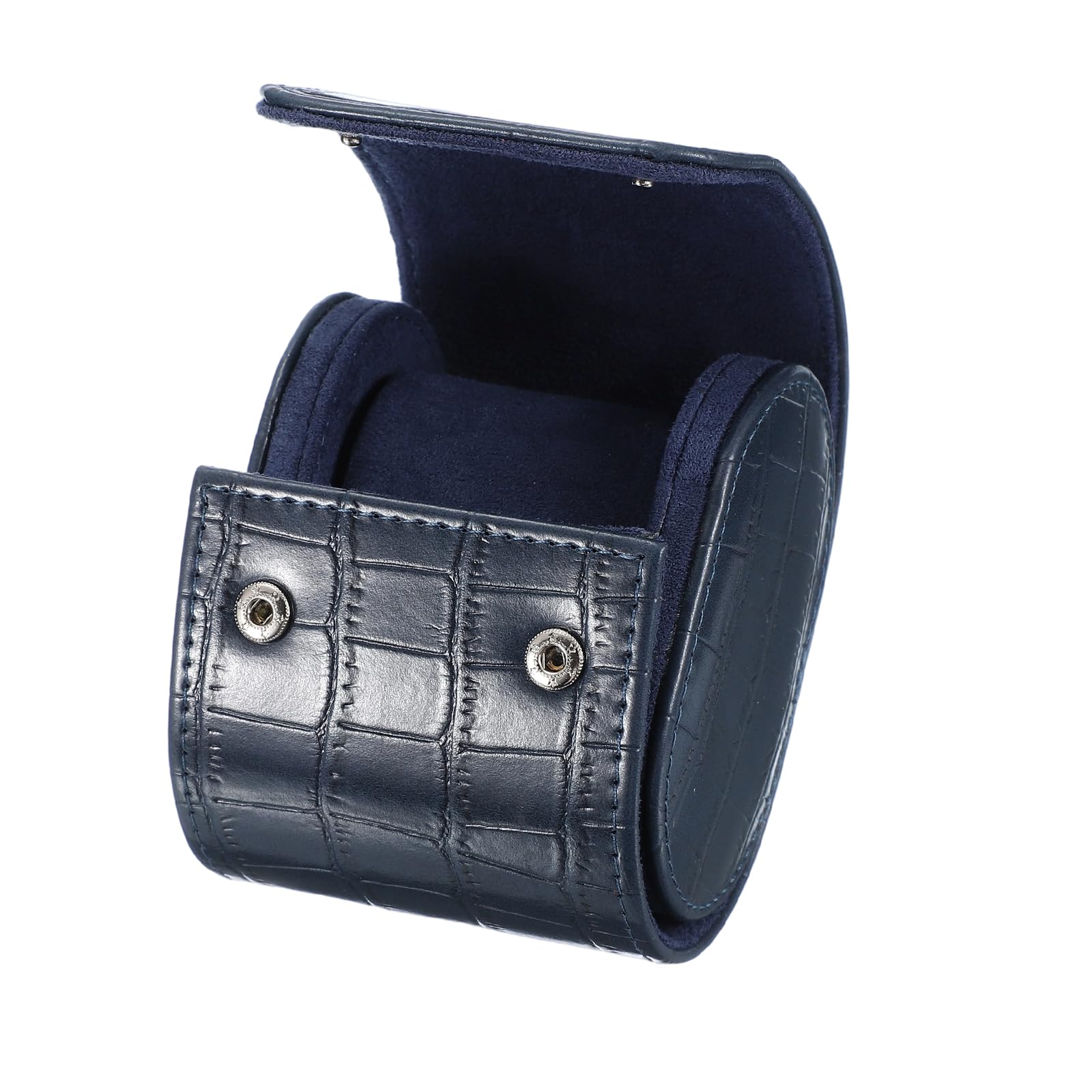 Étui de voyage à roulettes pour montres, format unique, en cuir, pour hommes et femmes. Organisateur de montres avec coussin amovible, idéal pour les voyages et la présentation. Coloris bleu à rayur