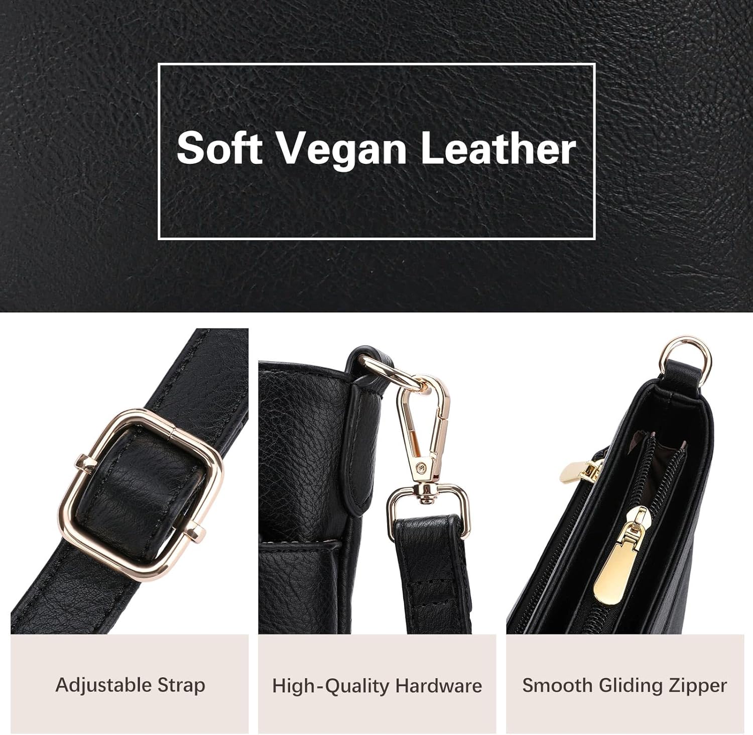 GAEKEAO Crossbody Bags for Women Trendy Vegan Leather Hobo Bag Shoulder Handbags Satchel Purse with Multi Zipper Pocket - Image 6