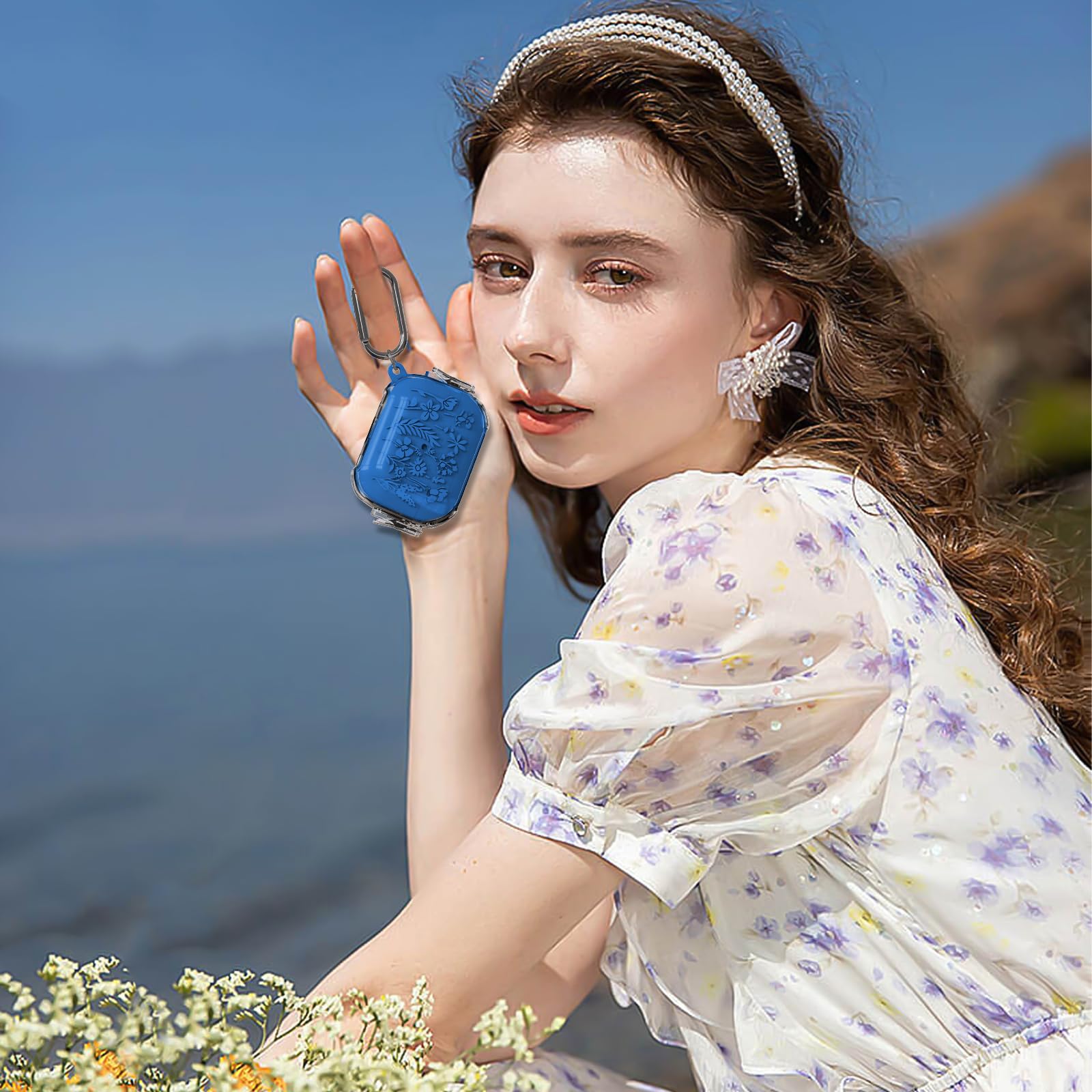 Amazon | 【2つの安全なロック】AirPods Pro 第2世代/第1世代用花柄