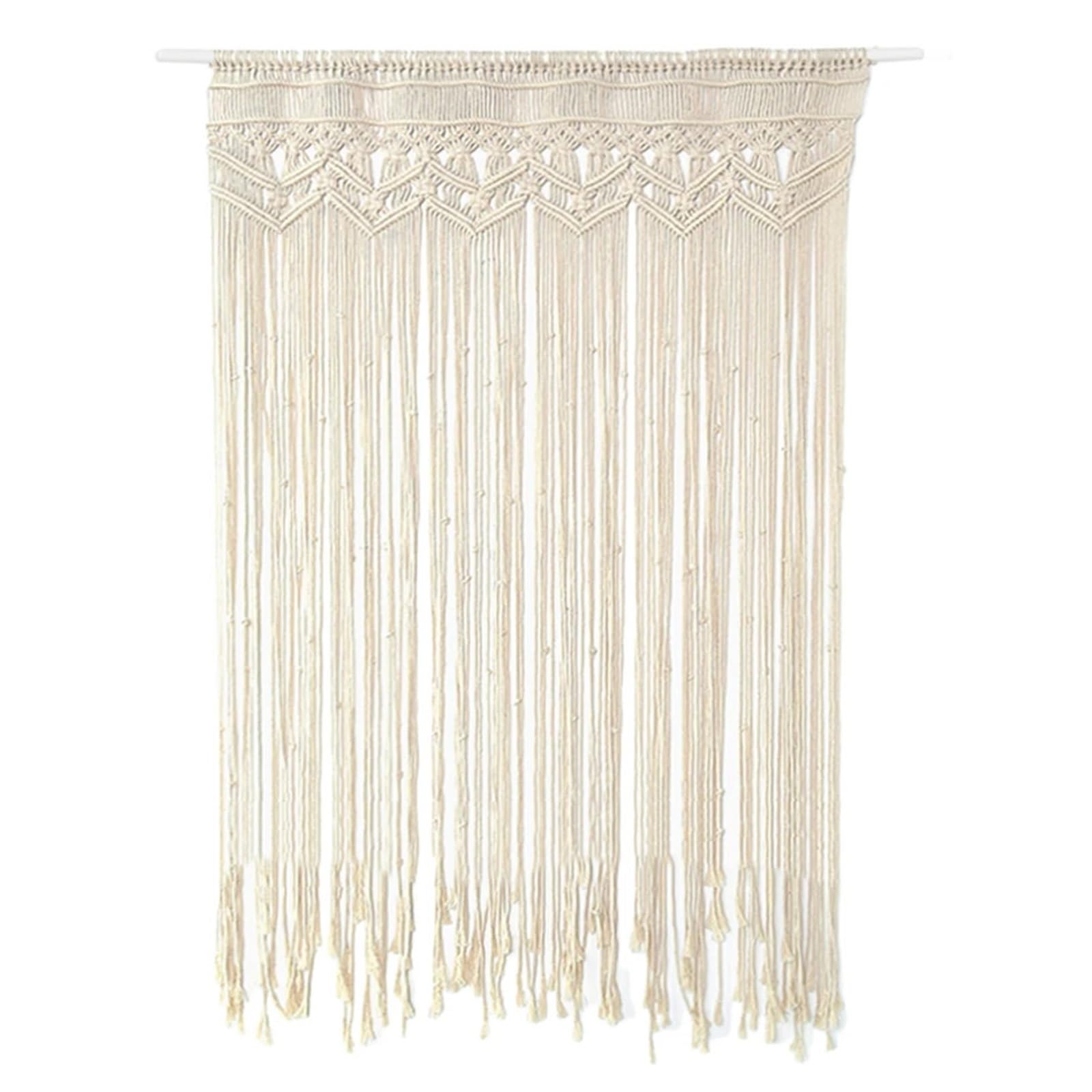 Makramee Vorhang Makramee-Wandteppich mit Fransen, Spitze, Wandbehang, Baumwolle, for Raumteiler, Türvorhänge, Hochzeitshintergrund FüR Raumteiler, FenstervorhäNge