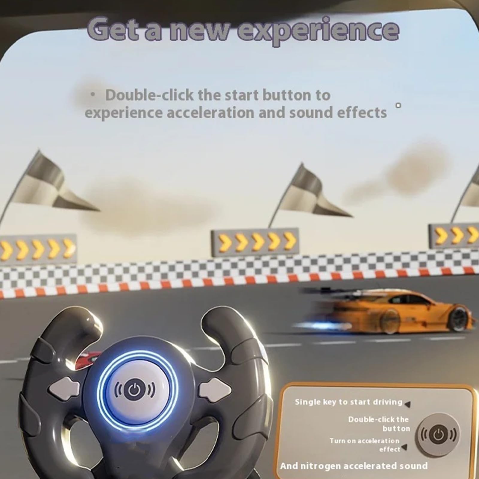Gioco di auto da corsa simulato con effetto sonoro musicale, volante musicale, giocattolo interattivo, giocattolo interattivo, apprendimento educativo