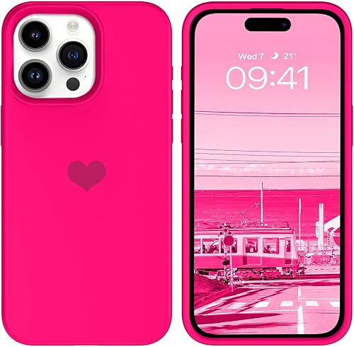 Miniatura 1 de BENTOBEN Funda de teléfono compatible con iPhone 15 Pro Max de 6.7 pulgadas, diseño de corazón lindo de silicona, goma de gel suave, a prueba de