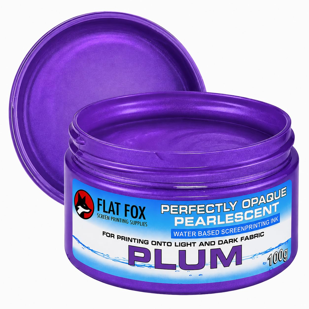 Flat Fox Perfectly Opaque Pearlescent Metallic Screen Printing Fabric Ink (Plum, 100g)